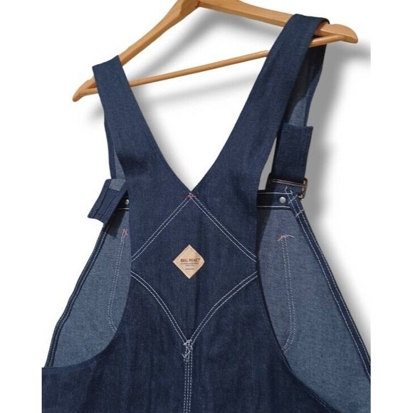 Big Mac 42x34 Dark Wash Bib Overalls Mens Carpenter Utility Blue Jeans Vtg NOS - Picture 13 of 16